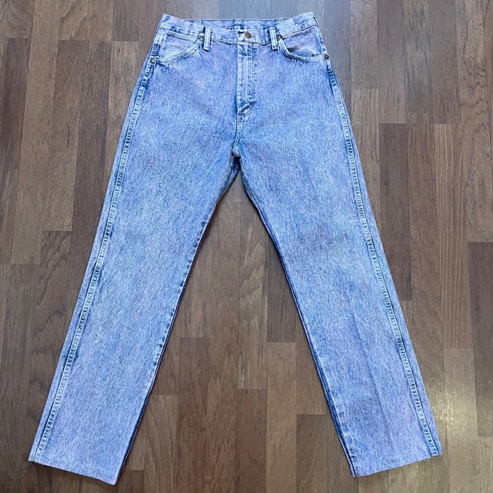 Vintage Wrangler 13MWDG Acid Wash Pink Blue Jeans High Rise Made in USA 13x32